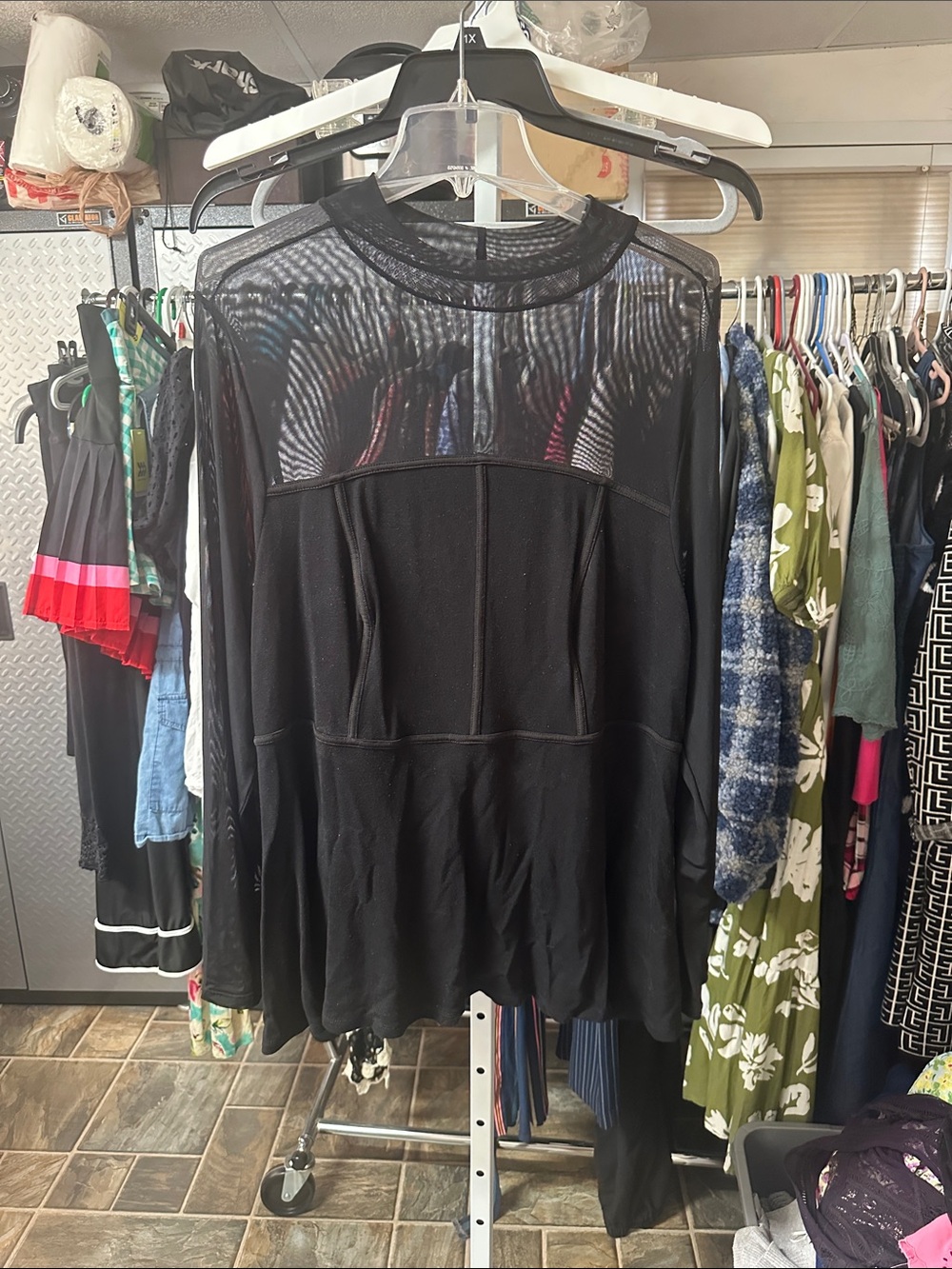 Torrid Black Long Sleeve Mesh Yoke Top